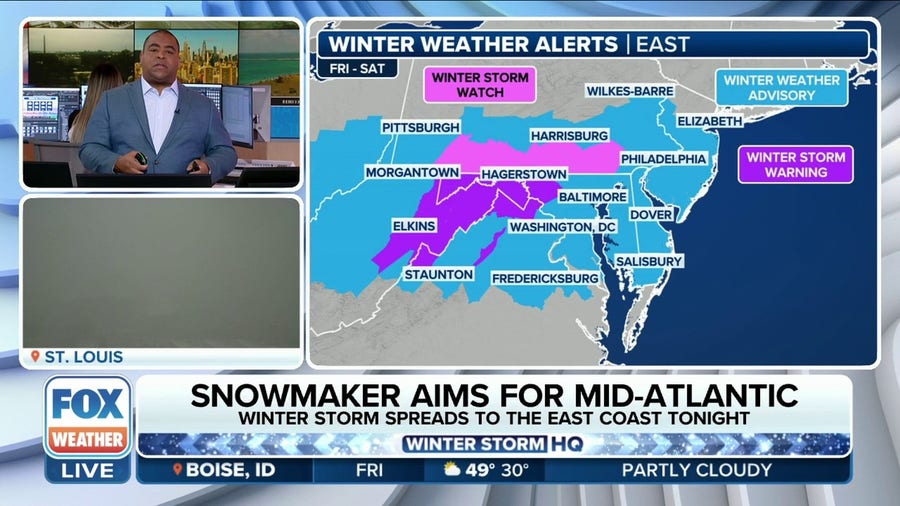 Snowmaker aims for mid-Atlantic as winter storm spreads to East Coast