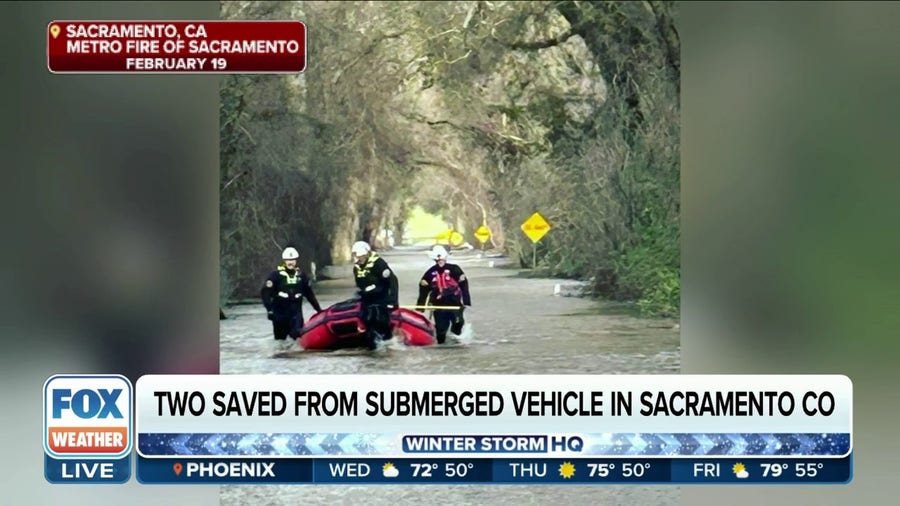 Two saved from submerged vehicle in California