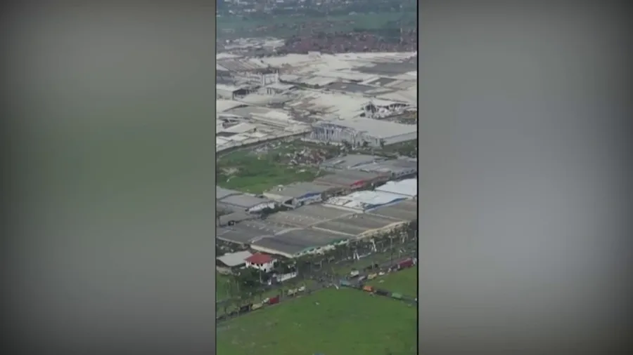 Drone video shows aftermath of Indonesia tornado