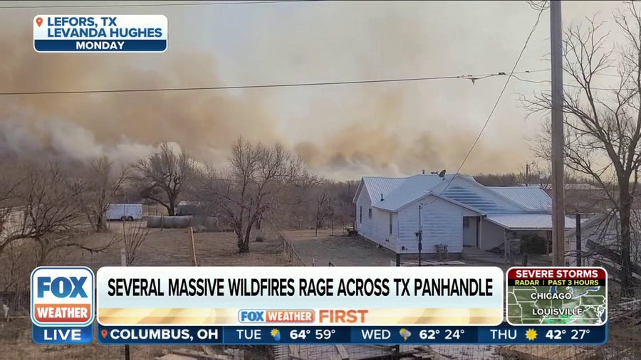 Massive wildfires raging across Texas Panhandle fueled by critical fire weather