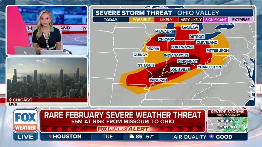 Severe weather threat grows in the Great Lakes, Ohio Valley