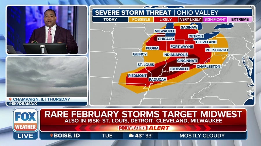 Millions in Midwest, Ohio Valley at risk of seeing severe weather including large hail, possible tornadoes Tuesday