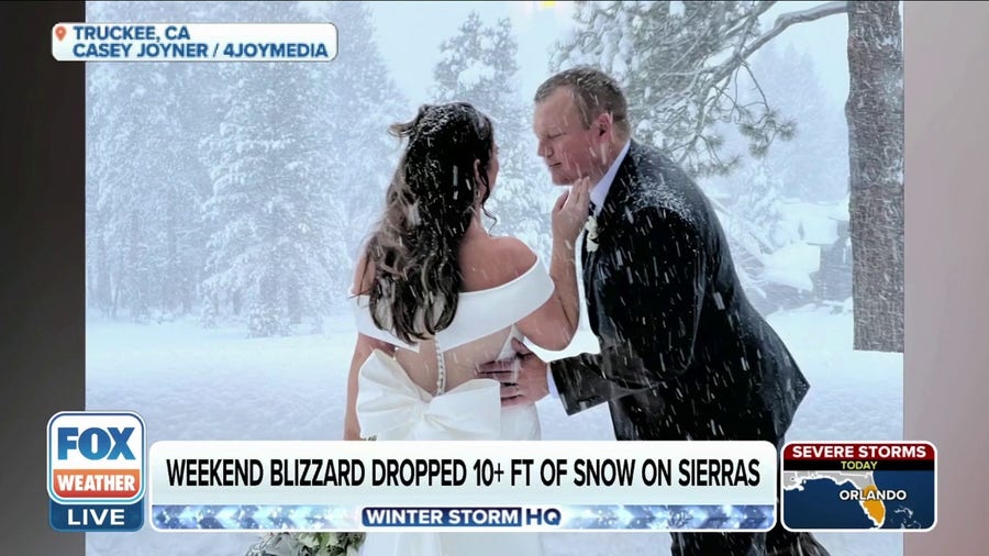 Couple marries during a blizzard in northern California