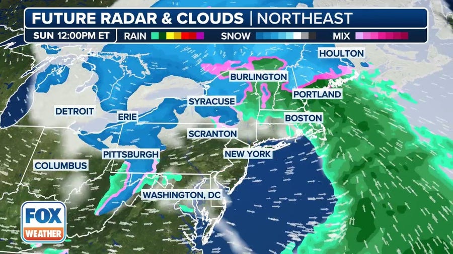 Watch: Exclusive FOX Model Futuretrack shows rain, snow in Northeast this weekend