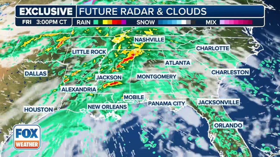 Watch: Exclusive FOX Model Futuretrack shows torrential rain falling across the Southeast