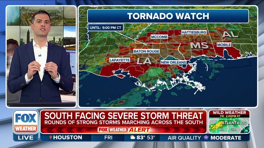 Tornado Watch issued along Interstate 10 along Gulf Coast