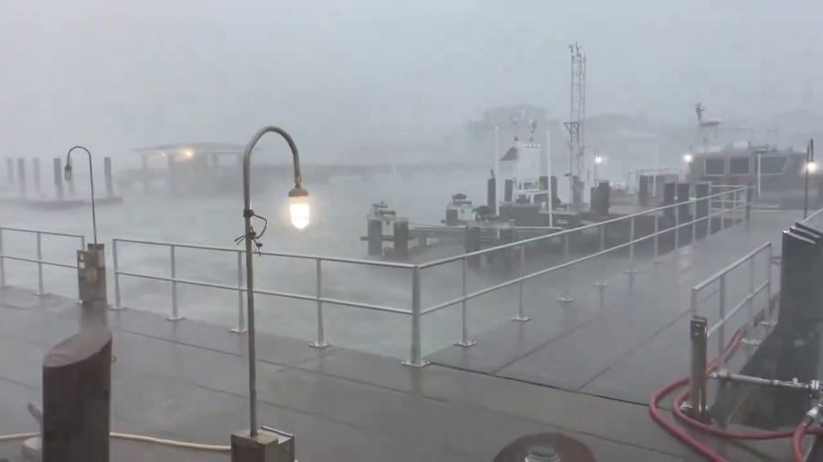 Severe storms move through Charleston Harbor on Saturday