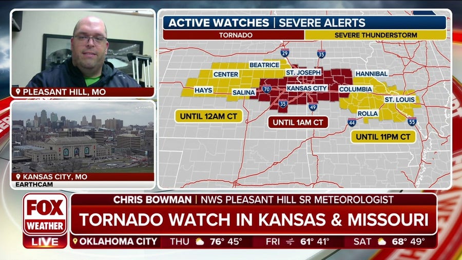 Tornado Watch issued for communities in Kansas and Missouri