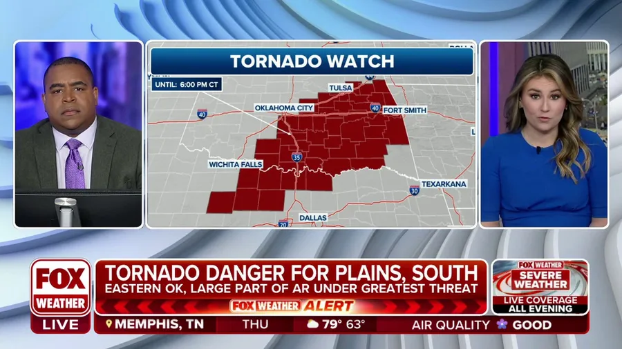 Tornado danger for Plains, South on Thursday