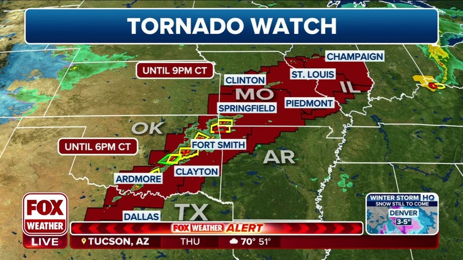 Tornado Watches stretch from Texas through Illinois