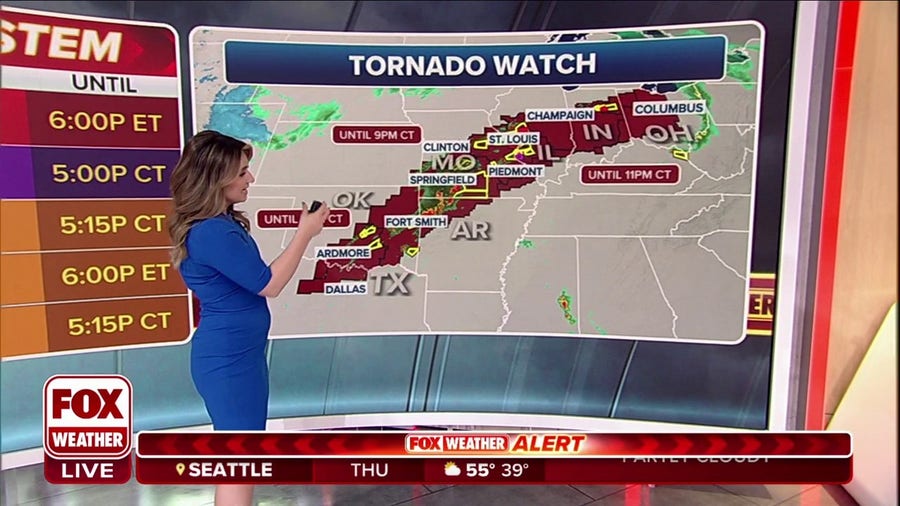 Tornado Watches issued for more than 20 million from Texas to Ohio