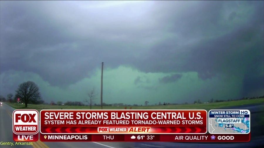 Shelf cloud forms from severe storms in Oklahoma