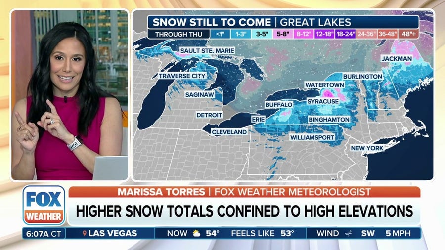 Bursts of lake-effect snow, snow squalls to continue across Great Lakes, Northeast Tuesday