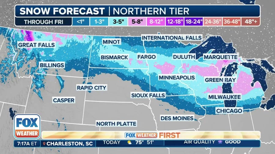 Back-to-back winter storms bringing snow to Upper Midwest, Great Lakes