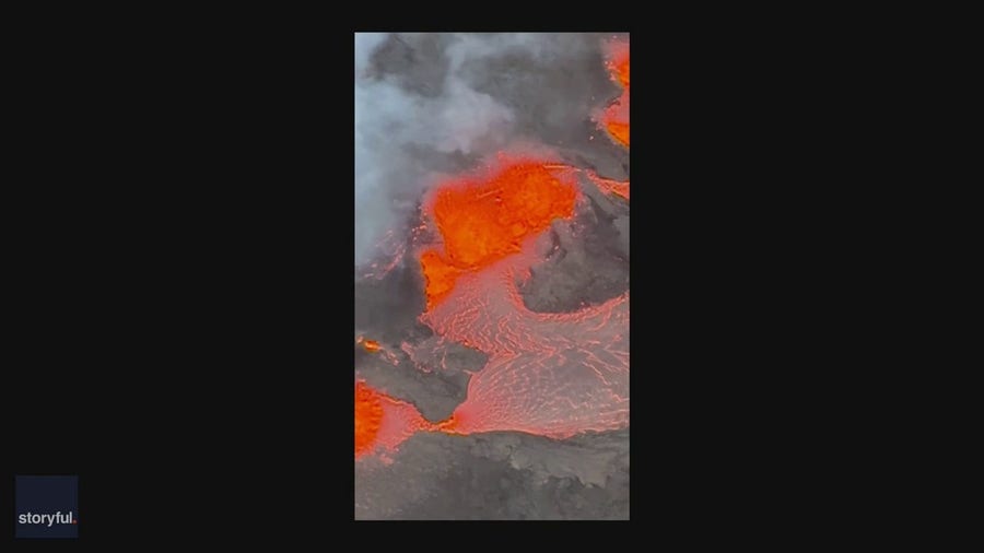 Watch: Aerial video shows power of volcanic eruption in Iceland