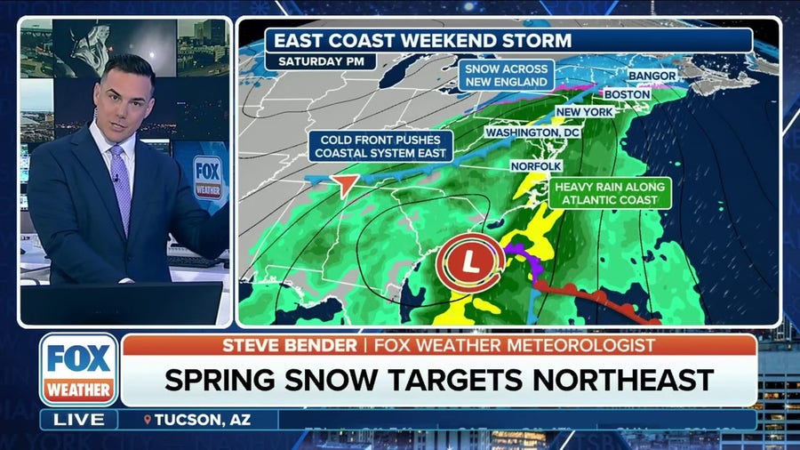 Soaker for I-95 corridor this weekend, snow north