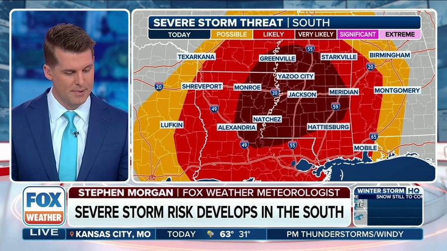 Millions on alert for severe weather in the South