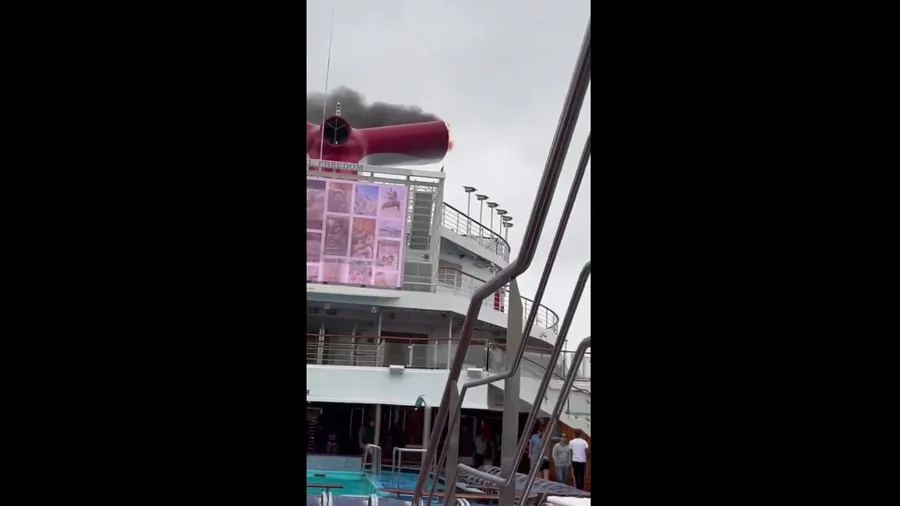 Carnival Freedom cruise ship on fire