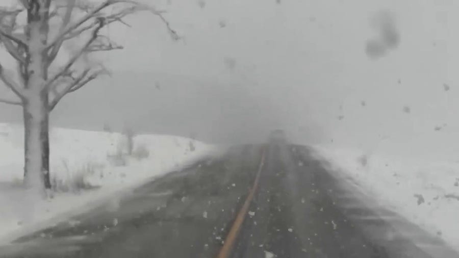 Watch: Heavy snow falls near Burlington, Vermont