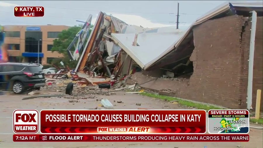 Possible tornado causes building collapse in Katy, Texas