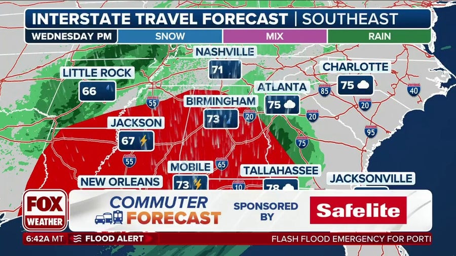 FOX Weather commuter forecast: How travel conditions look across the South