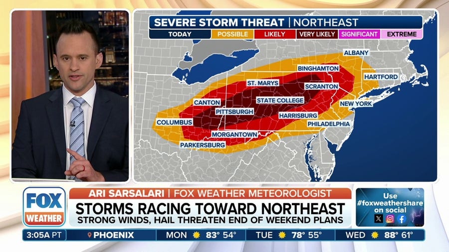 Ohio to New York facing severe weather threat on Sunday