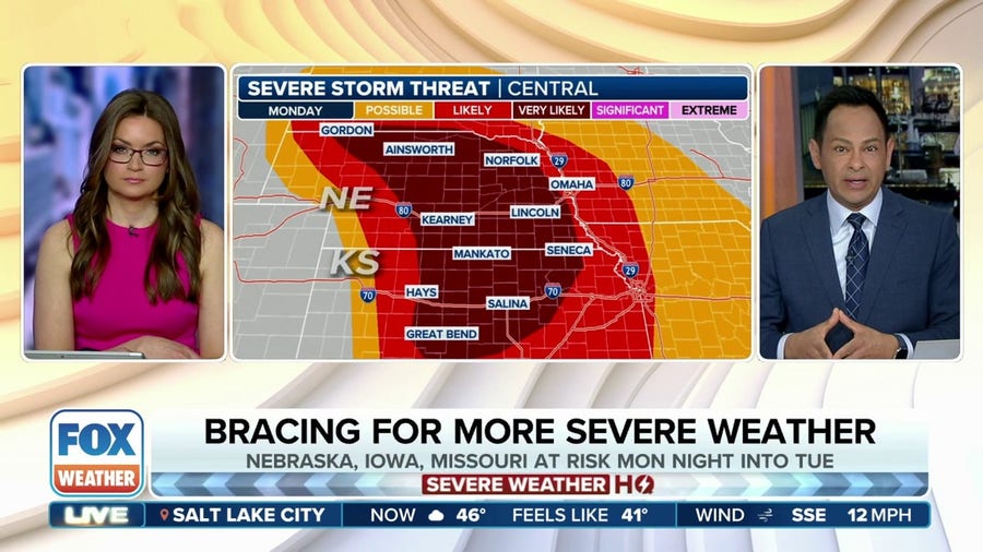 Nebraska, Iowa, Misouri facing severe weather threat Monday night