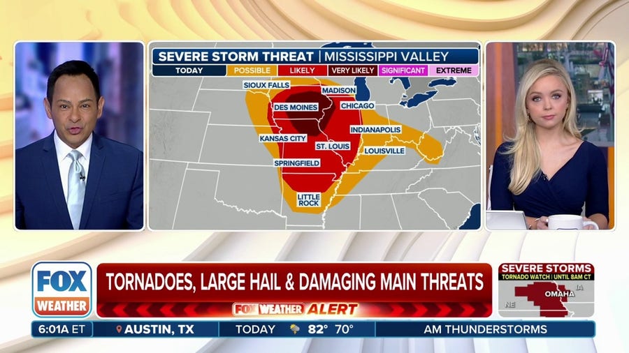 Severe storms starting to fire up across Midwest on Tuesday