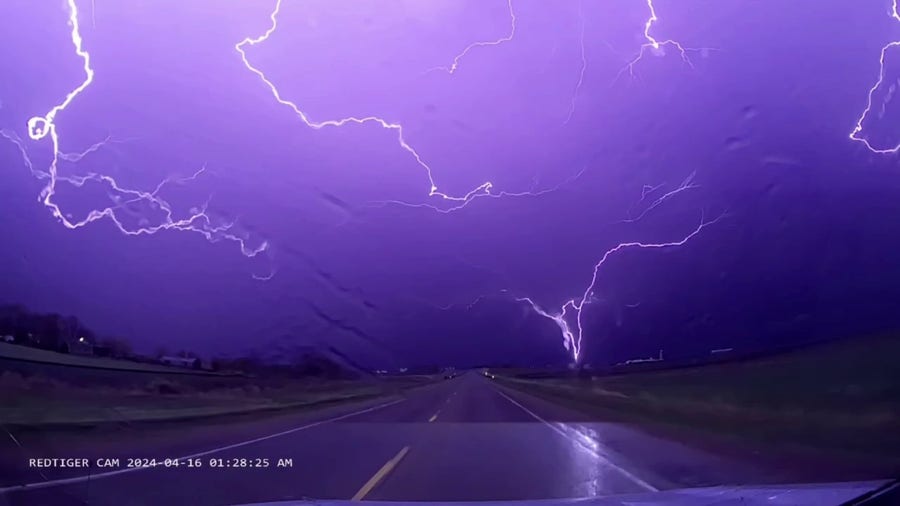 Iowa deputy's dashcam captures lightning strikes during thunderstorm