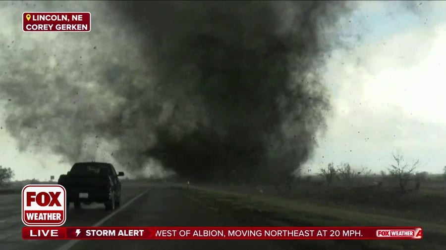 Watch: Tornado crosses Interstate 80 outside Lincoln, Nebraska
