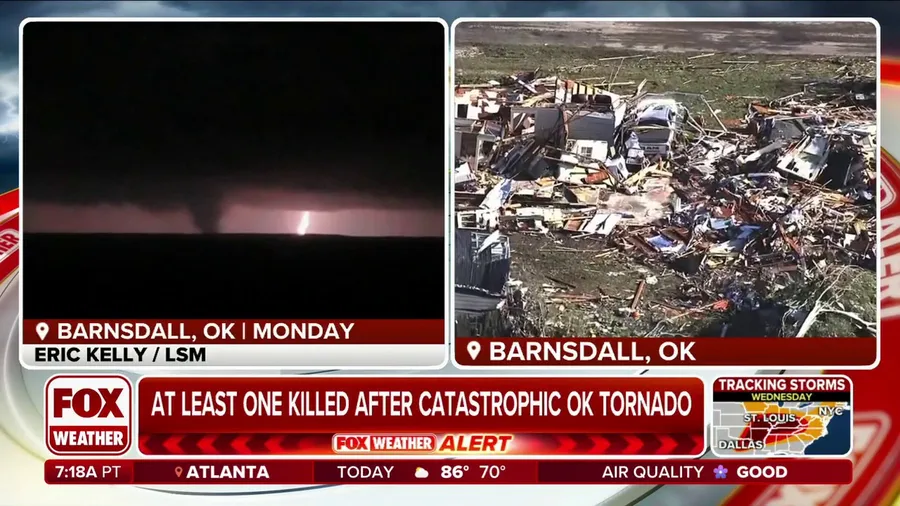 Aerial video shows devastation in Barnsdall, Oklahoma, after deadly tornado