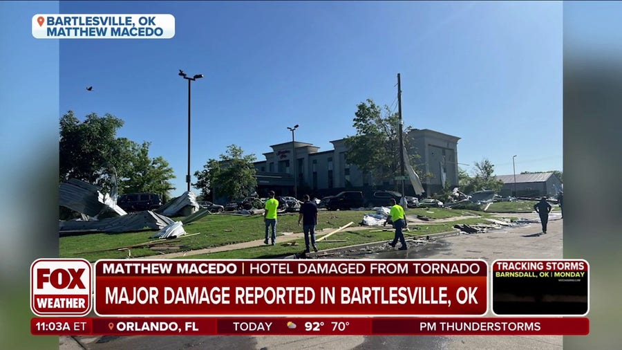 Major damage reported in Bartlesville, Oklahoma after tornado strikes in the night