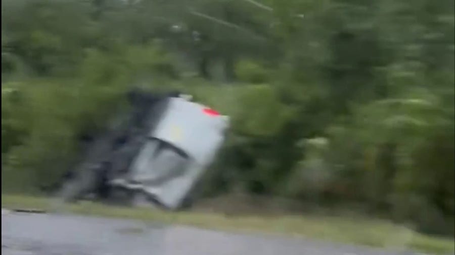 Car flipped on I-65 south of Nashville during a tornado