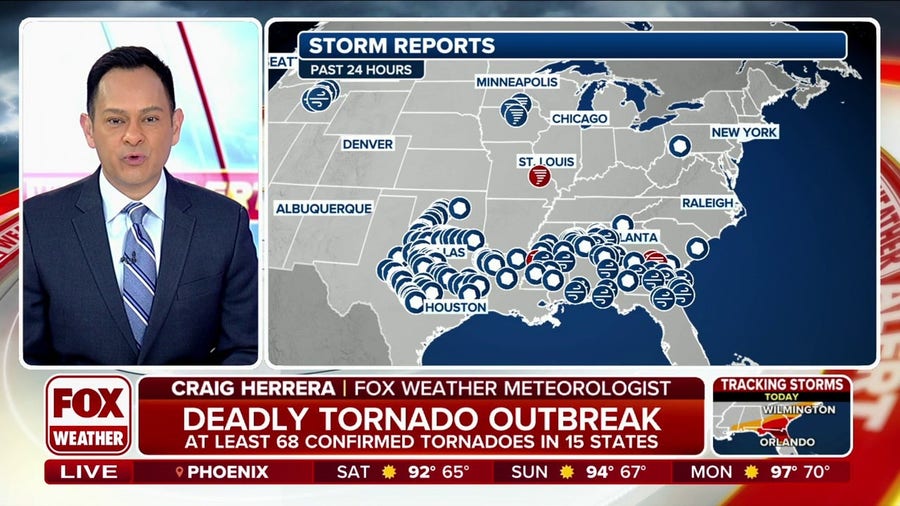 At least 68 confirmed tornadoes in 15 states this week in deadly tornado outbreak