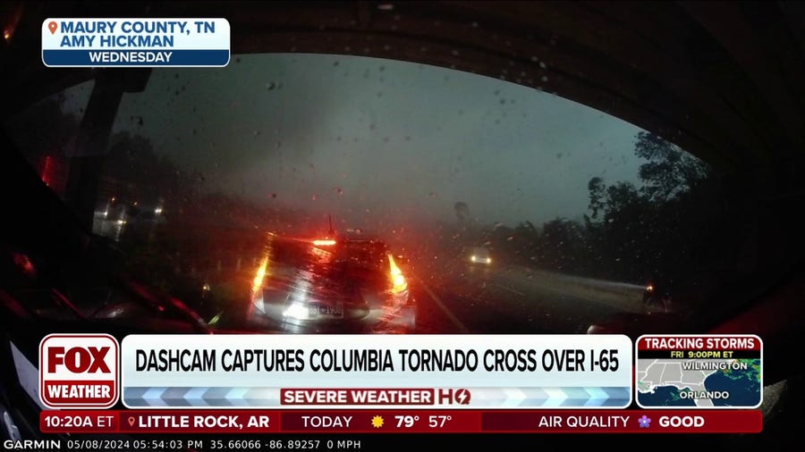 Dashcam captures Columbia, TN tornado crossing over I-65