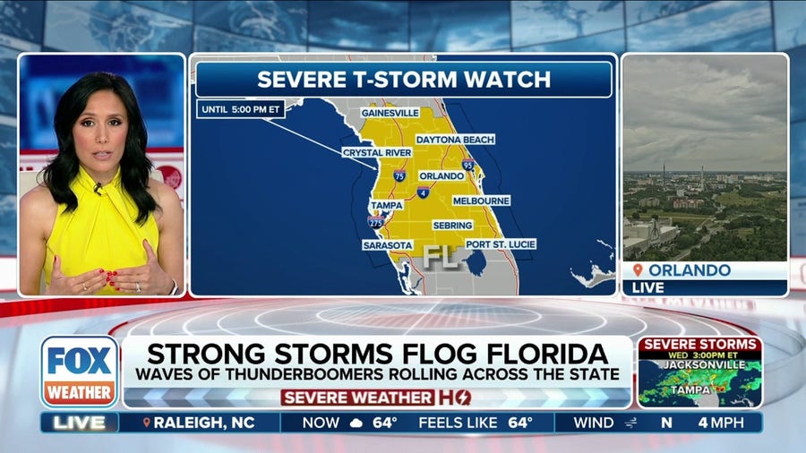 Florida under Severe Thunderstorm Watch as powerful storms target parts of the East Coast on Wednesday