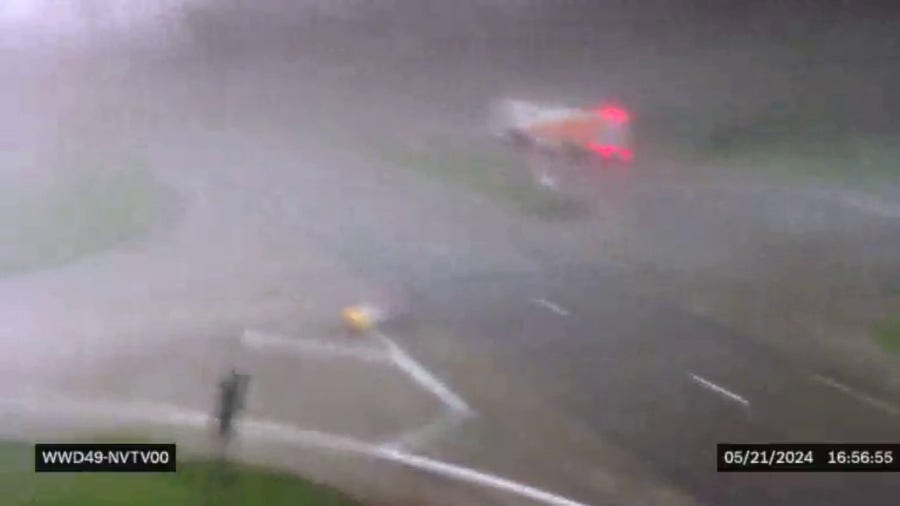 Watch: Highway cameras show tornado barreling through Nevada, Iowa