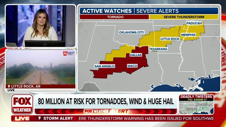 Millions from Texas to Kentucky included in Tornado Watch, Severe Thunderstorm Watches