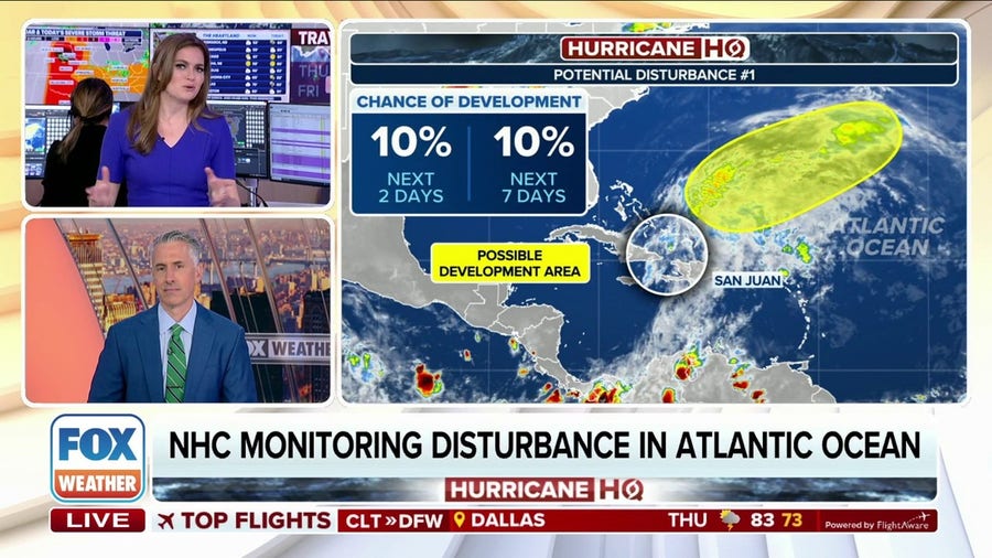 NHC monitoring disturbance in Atlantic Ocean