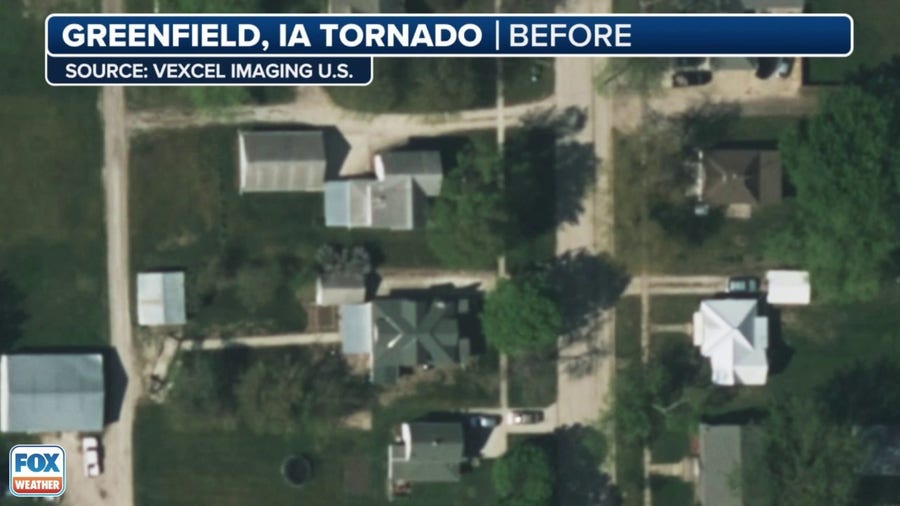 Greenfield tornado before-and-after images