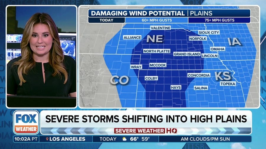 Severe thunderstorms bringing damaging winds, large hail possibilities to Plains
