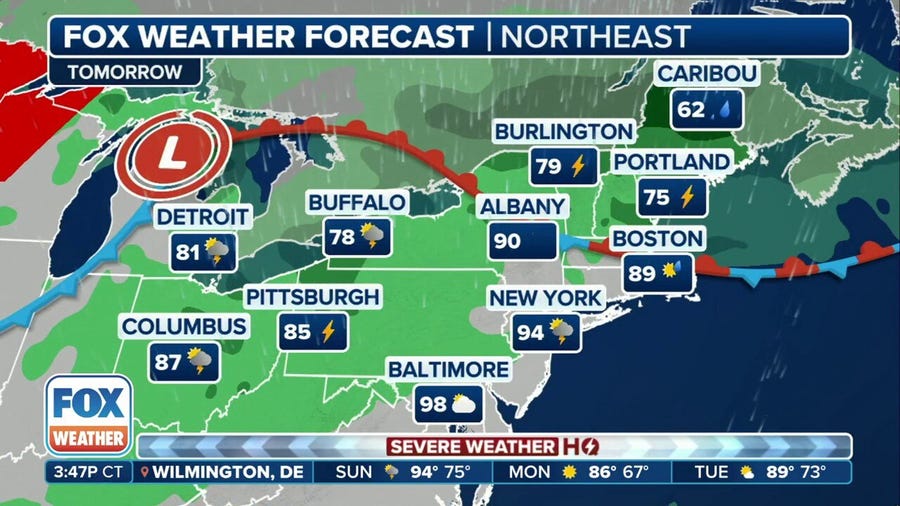 Storms to impact Northeast on Sunday