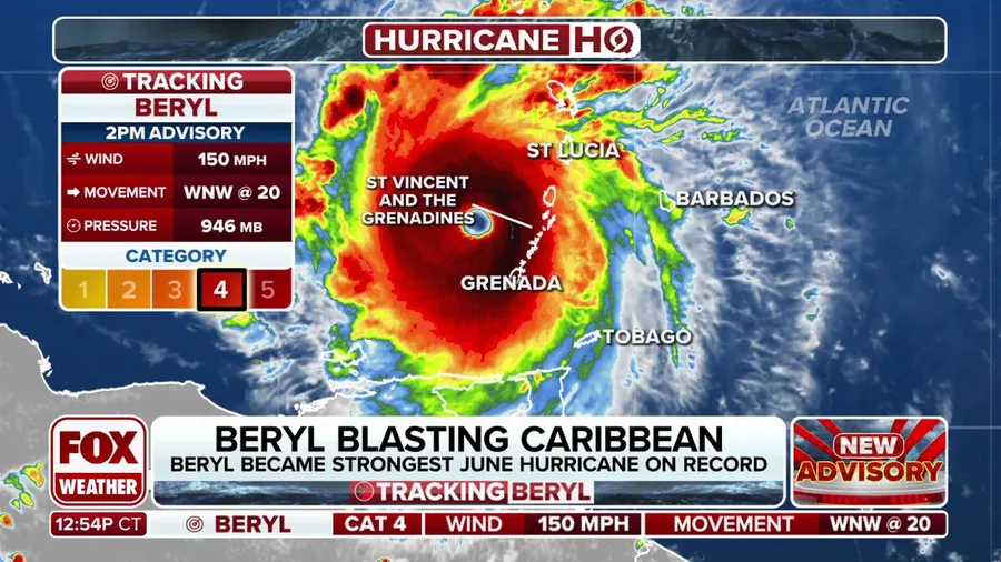 Hurricane Beryl maintains 150 mph winds after landfall in Caribbean