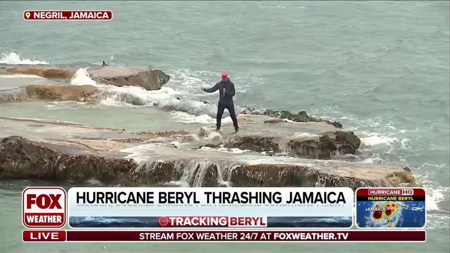 Hurricane Beryl's outer bands thrashing Jamaica