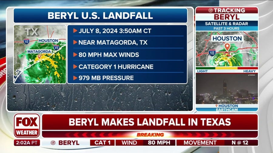 Hurricane Beryl makes landfall near Matagorda, Texas