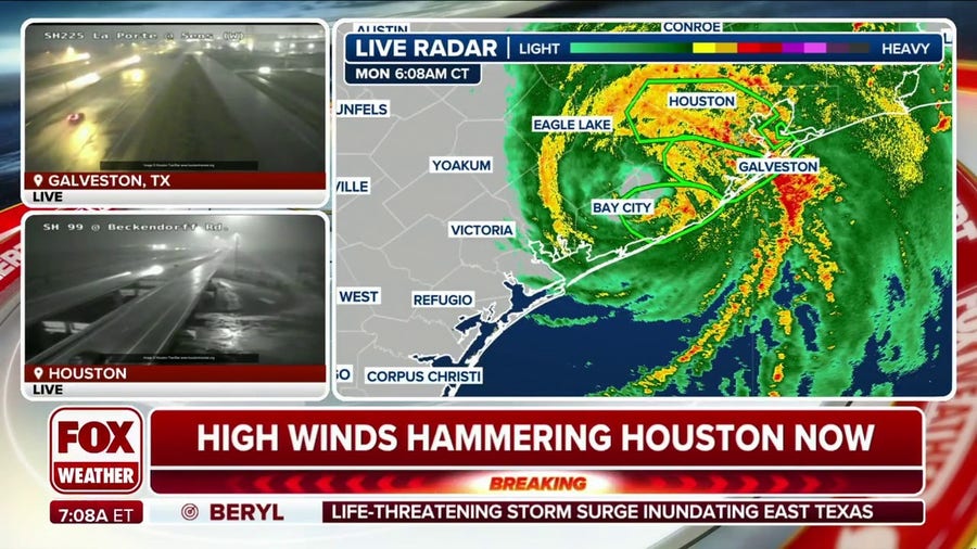 Hurricane Beryl hammering Houston as storm continues pushing inland after landfall