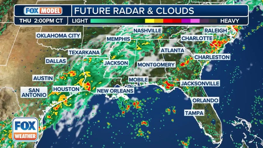 Watch: Exclusive FOX Model Futuretrack shows more rain and storms pounding the southern US