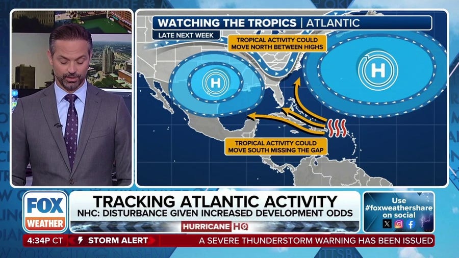 Tropical disturbance being tracked in Atlantic