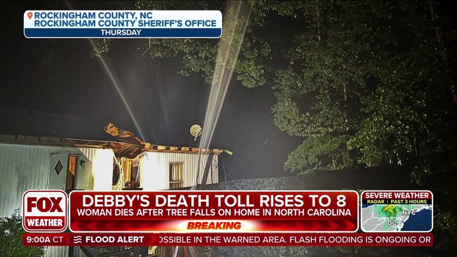 Debby's death toll rises to 8 after woman dies in North Carolina