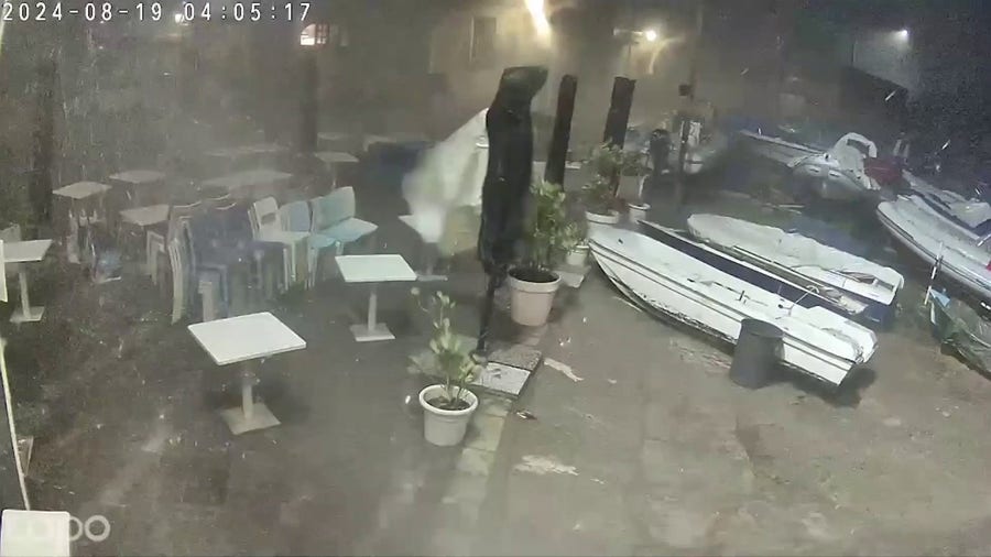 Strong winds whip tables, chairs in Porticello during severe thunderstorm